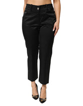 BENCIVENGA Black Cotton Blend Cropped Straight Leg Pants